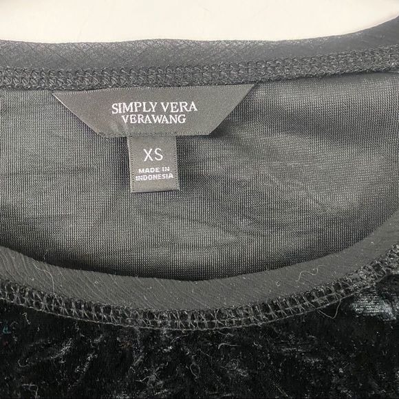 XS SIMPLY VERA WANG Black Velvety Long Sleeve Top Grunge Goth Whimsy Witchy - Picture 2 of 6